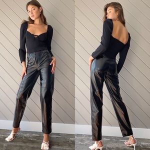 Wilfred by Aritzia Black Faux Patent Leather Pants Size 2 Straight Leg